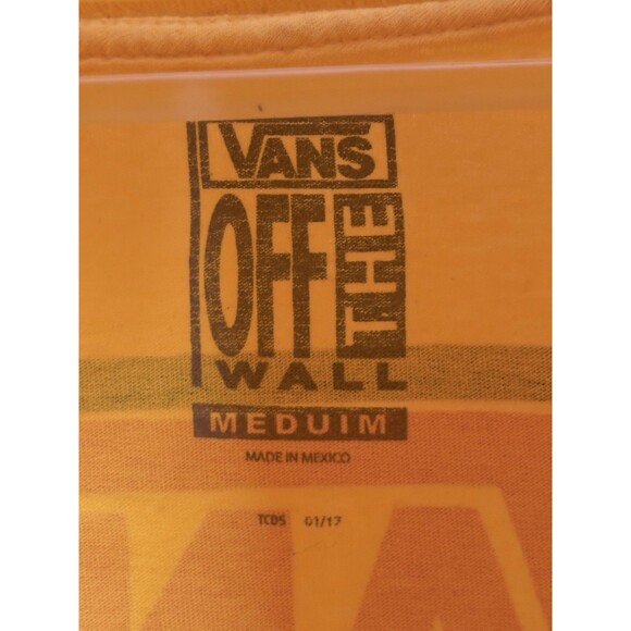 Women's Vans Crop Top Blouse Yellow Long Sleeve Shirt Size Medium Cowl Neck FLAW - Picture 11 of 11